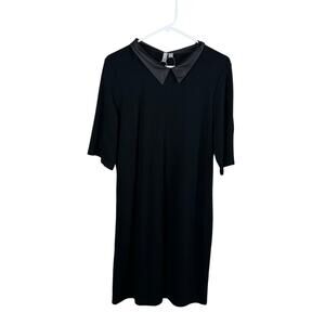 ASOS Black Shift Dress with Satin collar size 14 NWT